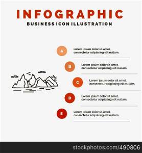 Mountain, hill, landscape, nature, cliff Infographics Template for Website and Presentation. Line Gray icon with Orange infographic style vector illustration. Vector EPS10 Abstract Template background