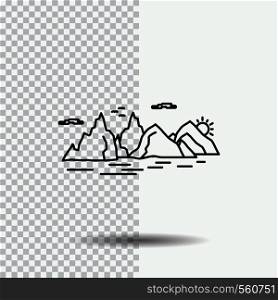 Mountain, hill, landscape, nature, cliff Line Icon on Transparent Background. Black Icon Vector Illustration. Vector EPS10 Abstract Template background