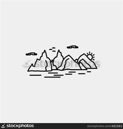 Mountain, hill, landscape, nature, cliff Line Icon. Vector isolated illustration. Vector EPS10 Abstract Template background