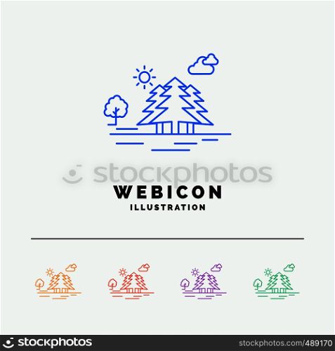 Mountain, hill, landscape, nature, clouds 5 Color Line Web Icon Template isolated on white. Vector illustration. Vector EPS10 Abstract Template background