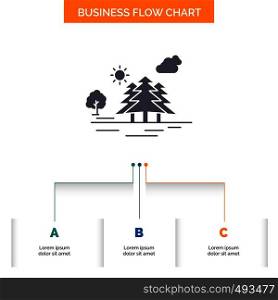 Mountain, hill, landscape, nature, clouds Business Flow Chart Design with 3 Steps. Glyph Icon For Presentation Background Template Place for text.. Vector EPS10 Abstract Template background