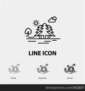 Mountain, hill, landscape, nature, clouds Icon in Thin, Regular and Bold Line Style. Vector illustration. Vector EPS10 Abstract Template background