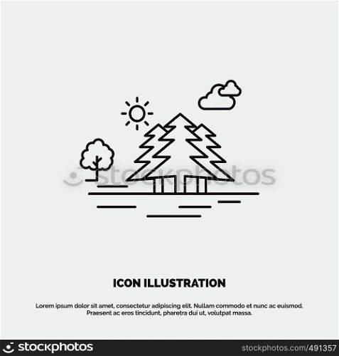 Mountain, hill, landscape, nature, clouds Icon. Line vector gray symbol for UI and UX, website or mobile application. Vector EPS10 Abstract Template background