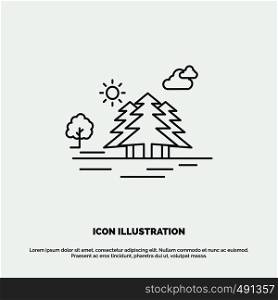 Mountain, hill, landscape, nature, clouds Icon. Line vector gray symbol for UI and UX, website or mobile application. Vector EPS10 Abstract Template background