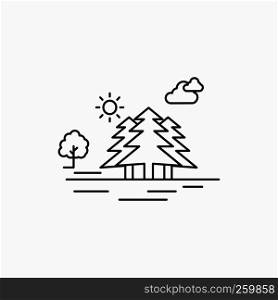 Mountain, hill, landscape, nature, clouds Line Icon. Vector isolated illustration