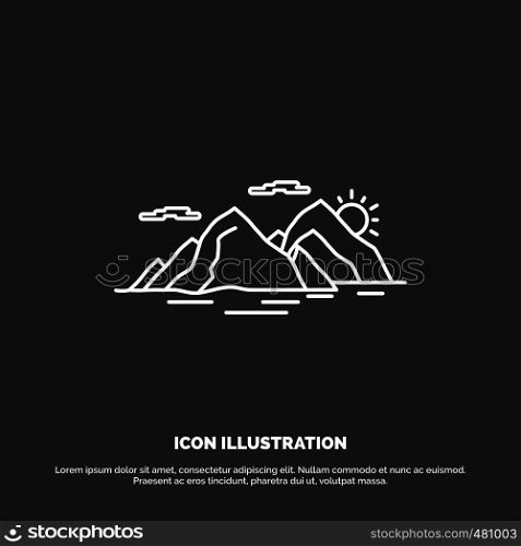 Mountain, hill, landscape, nature, evening Icon. Line vector symbol for UI and UX, website or mobile application. Vector EPS10 Abstract Template background