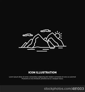Mountain, hill, landscape, nature, evening Icon. Line vector symbol for UI and UX, website or mobile application. Vector EPS10 Abstract Template background