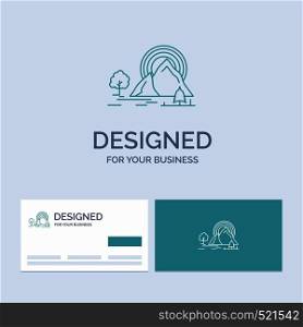 Mountain, hill, landscape, nature, rainbow Business Logo Line Icon Symbol for your business. Turquoise Business Cards with Brand logo template. Vector EPS10 Abstract Template background