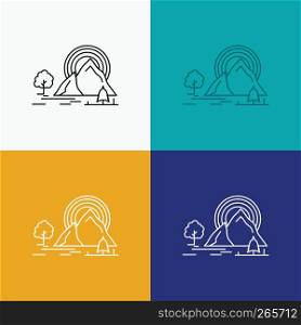 Mountain, hill, landscape, nature, rainbow Icon Over Various Background. Line style design, designed for web and app. Eps 10 vector illustration