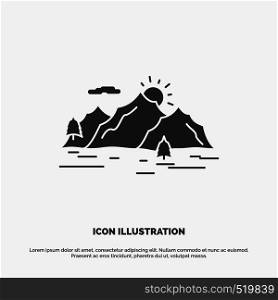 Mountain, hill, landscape, nature, tree Icon. glyph vector gray symbol for UI and UX, website or mobile application. Vector EPS10 Abstract Template background