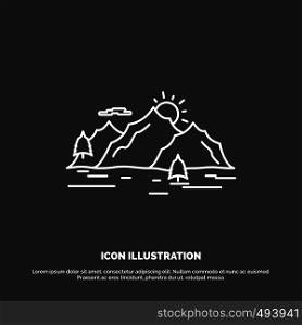 Mountain, hill, landscape, nature, tree Icon. Line vector symbol for UI and UX, website or mobile application. Vector EPS10 Abstract Template background