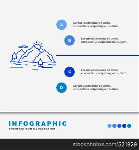 Mountain, hill, landscape, nature, tree Infographics Template for Website and Presentation. Line Blue icon infographic style vector illustration. Vector EPS10 Abstract Template background