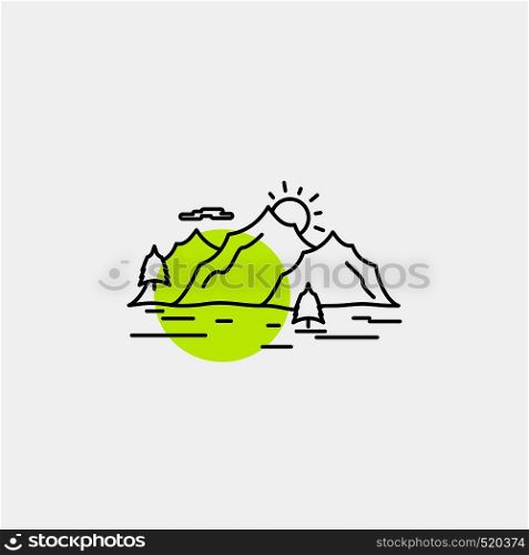 Mountain, hill, landscape, nature, tree Line Icon. Vector EPS10 Abstract Template background