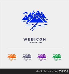 Mountain, hill, landscape, rocks, crack 5 Color Glyph Web Icon Template isolated on white. Vector illustration. Vector EPS10 Abstract Template background