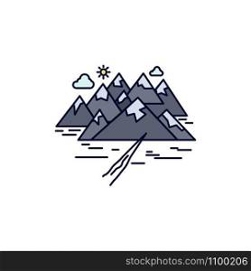 , Mountain, hill, landscape, rocks, crack Flat Color Icon Vector