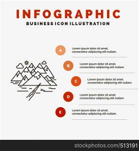 Mountain, hill, landscape, rocks, crack Infographics Template for Website and Presentation. Line Gray icon with Orange infographic style vector illustration. Vector EPS10 Abstract Template background