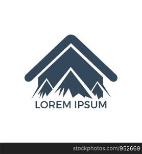 Mountain House Logo Design. Logo abstract roof with mountain shape design.