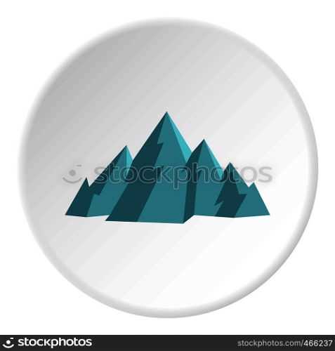 Mountain icon in flat circle isolated vector illustration for web. Mountain icon circle