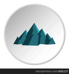 Mountain icon in flat circle isolated vector illustration for web. Mountain icon circle