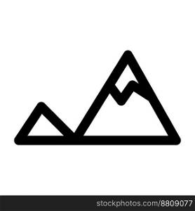 Mountain icon line isolated on white background. Black flat thin icon on modern outline style. Linear symbol and editable stroke. Simple and pixel perfect stroke vector illustration