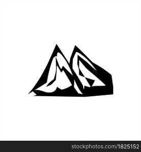 Mountain Icon, Raised Landform Vector Art Illustration