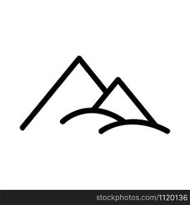 Mountain icon vector. A thin line sign. Isolated contour symbol illustration. Mountain icon vector. Isolated contour symbol illustration