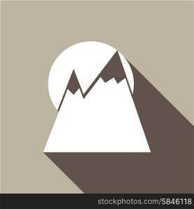 Mountain icon with a long shadow