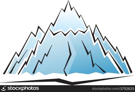 Mountain icon with ice. Vector illustration.