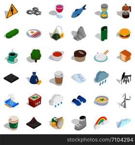 Mountain icons set. Isometric style of 36 mountain vector icons for web isolated on white background. Mountain icons set, isometric style