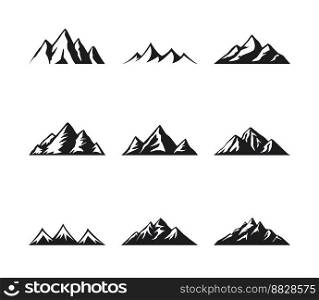 Mountain icons set on a white background vector image