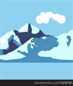 Mountain, illustration, vector on white background.