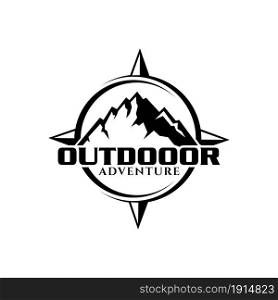 Mountain incorporated with compass, logo design related to outdoor activity