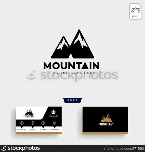 mountain initial M logo template vector illustration and business card design. mountain initial M logo template and business card design