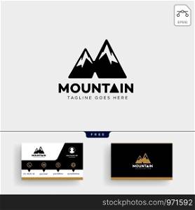 mountain initial M logo template vector illustration and business card design. mountain initial M logo template and business card design