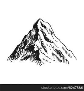 Mountain isolated on white background. Hand drawn illustration converted to vector.