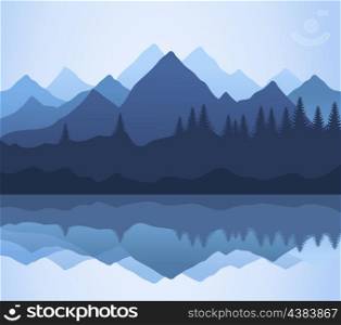 Mountain. Kind on mountains and lake. A vector illustration