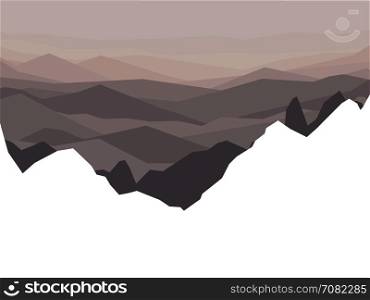 Mountain Landscape. Abstract Background. Mountaineering and Traveling Vector Illustration. Landscape with Mountain Peaks. Extreme Sports, Vacation and Outdoor Recreation Concept.