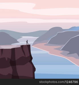 Mountain landscape canyon, river, rocks, open space vector illustration. Mountain landscape canyon, river, rocks, open space, vector, illustration, isolated