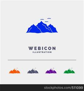 mountain, landscape, hill, nature, birds 5 Color Glyph Web Icon Template isolated on white. Vector illustration. Vector EPS10 Abstract Template background