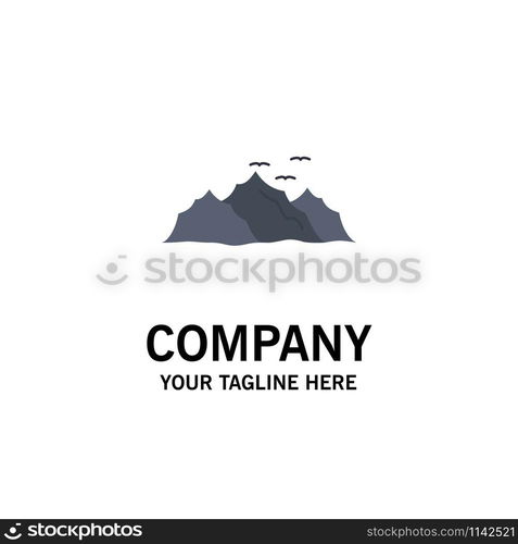 mountain, landscape, hill, nature, birds Flat Color Icon Vector