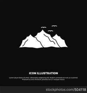 mountain, landscape, hill, nature, birds Icon. glyph vector symbol for UI and UX, website or mobile application. Vector EPS10 Abstract Template background
