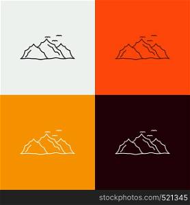 mountain, landscape, hill, nature, birds Icon Over Various Background. Line style design, designed for web and app. Eps 10 vector illustration. Vector EPS10 Abstract Template background