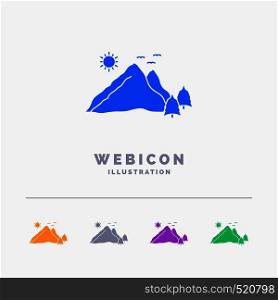 mountain, landscape, hill, nature, scene 5 Color Glyph Web Icon Template isolated on white. Vector illustration. Vector EPS10 Abstract Template background
