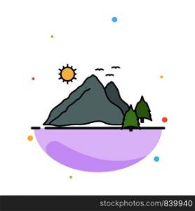 mountain, landscape, hill, nature, scene Flat Color Icon Vector
