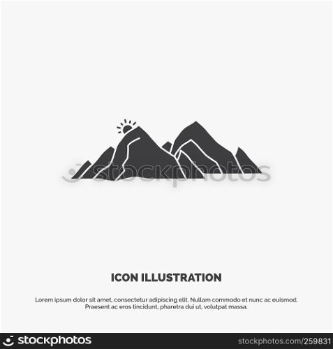 mountain, landscape, hill, nature, scene Icon. glyph vector gray symbol for UI and UX, website or mobile application