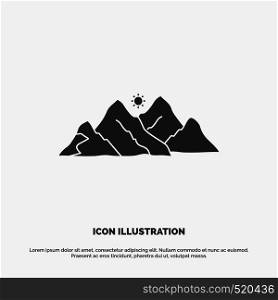 mountain, landscape, hill, nature, scene Icon. glyph vector gray symbol for UI and UX, website or mobile application. Vector EPS10 Abstract Template background