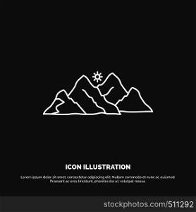 mountain, landscape, hill, nature, scene Icon. Line vector symbol for UI and UX, website or mobile application. Vector EPS10 Abstract Template background