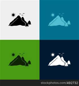 mountain, landscape, hill, nature, scene Icon Over Various Background. glyph style design, designed for web and app. Eps 10 vector illustration. Vector EPS10 Abstract Template background