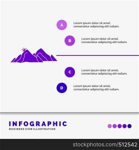 mountain, landscape, hill, nature, scene Infographics Template for Website and Presentation. GLyph Purple icon infographic style vector illustration.. Vector EPS10 Abstract Template background