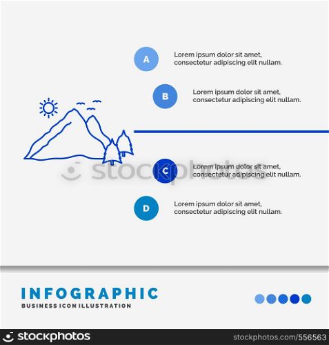 mountain, landscape, hill, nature, scene Infographics Template for Website and Presentation. Line Blue icon infographic style vector illustration. Vector EPS10 Abstract Template background